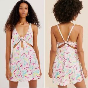 For Love And Lemons Palmer Mini Dress Womens XS Cutout Colorful NWT